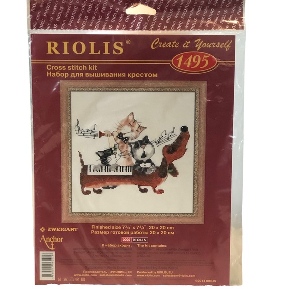 Cross Stitch Riolis Dachshund Blues Counted Kit Musical Cats Dog Piano DIY 2014 - Picture 7 of 7